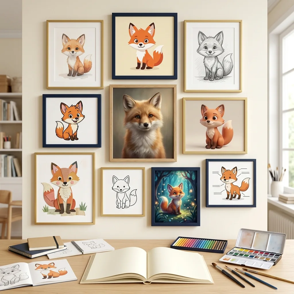 Paintbrush and color palette representing children's book illustration style selection